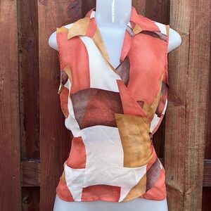 Caviar Women’s Geometric Sleeveless Wrap Top Multicolor Size M